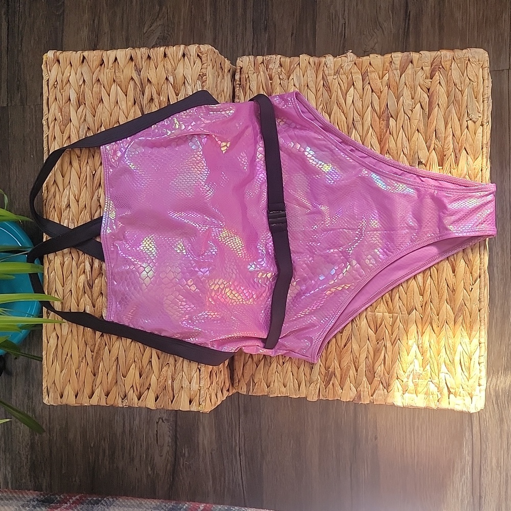Womens METALLIC One Piece  Swimsuit